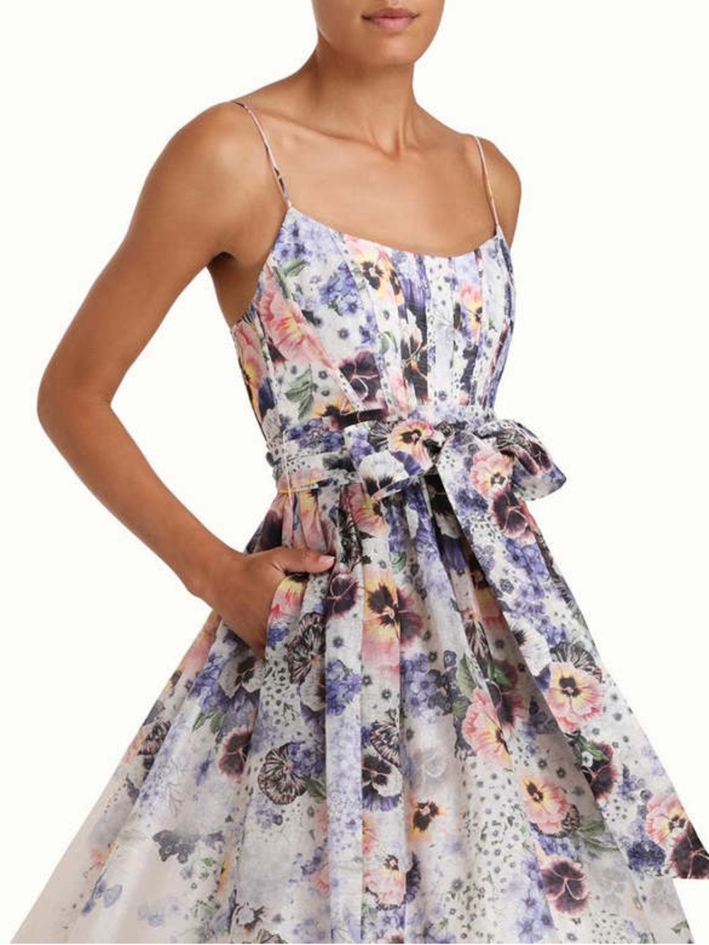Zimmerman: Tama Corset Midi Dress In Floral Print - Picture 3 of 6